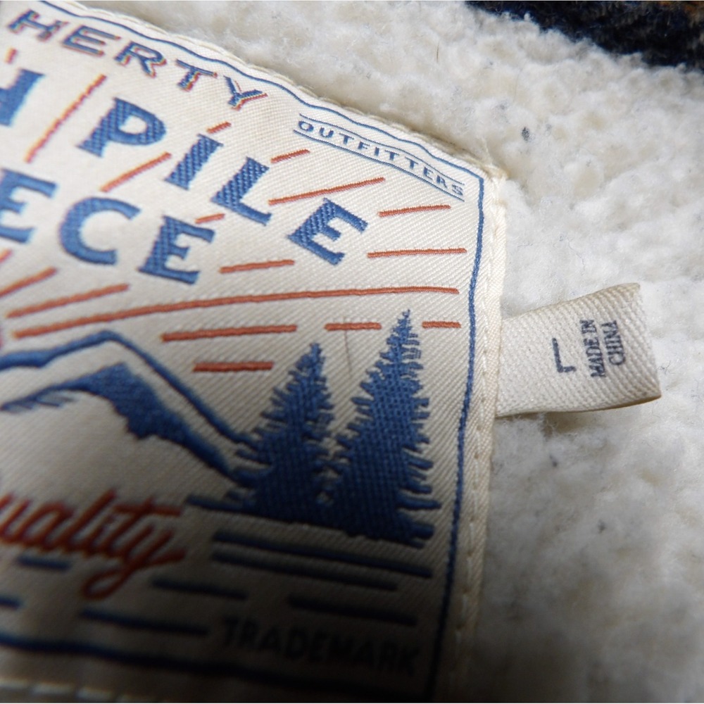 Faherty Men L Vintage Blue Plaid Sherpa High Pile Fleece Wool CPO Shirt Jacket - Picture 5 of 16